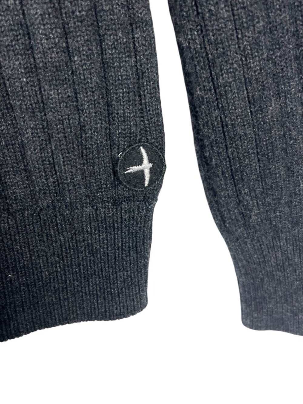 Relwen Rib Merino Shawl Sweater in Charcoal Gray 100% Merino Wool Ribbed Size XL - Picture 3 of 5